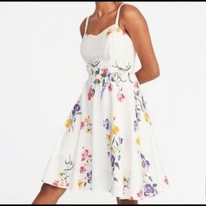Old Navy White Floral Fit and Flare Sundress